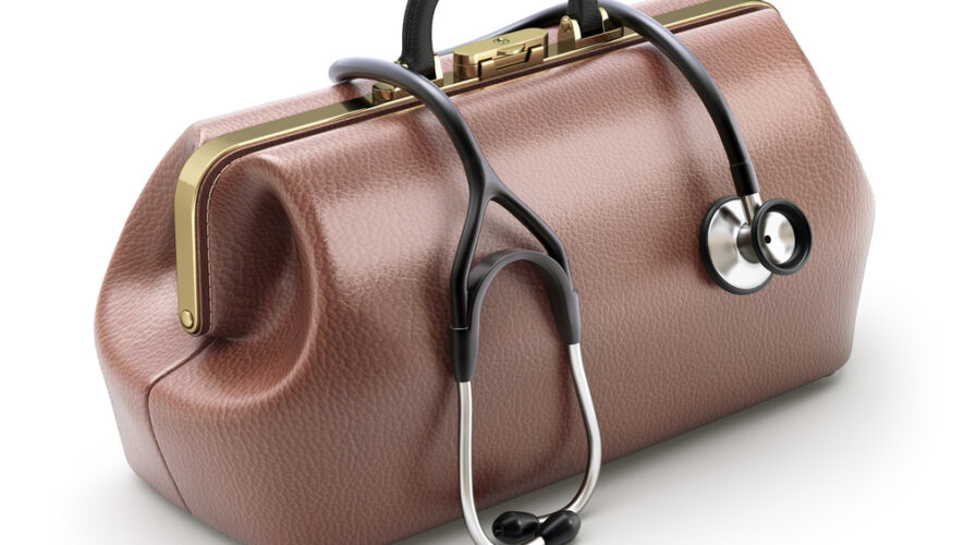 Picture of doctor's bag with stethoscope over it