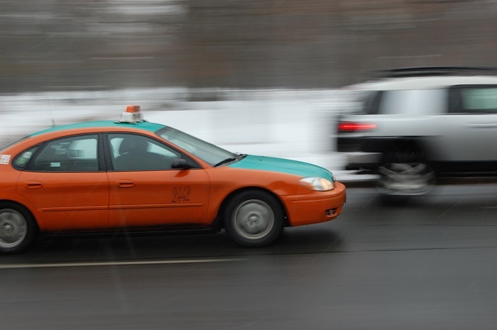 Picture of taxi in traffic