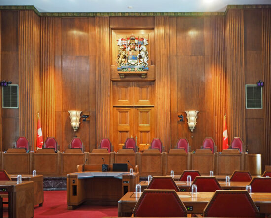 Picture of empty Supreme Court of Canada courtroom